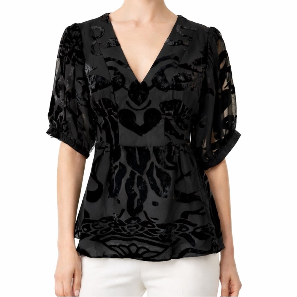 Christopher Deane Black Velvet Burnout Top